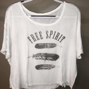 White Cropped Graphic T-Shirt